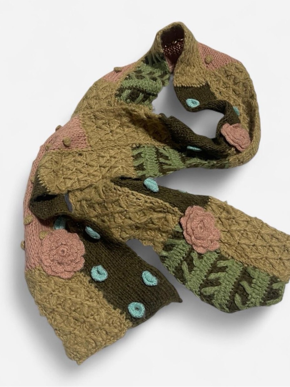 Y2K bohemian style chunky knit scarf